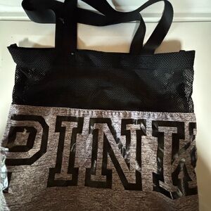 PINK Victoria's Secret Black and Gray Mesh Tote